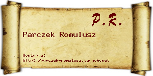 Parczek Romulusz névjegykártya